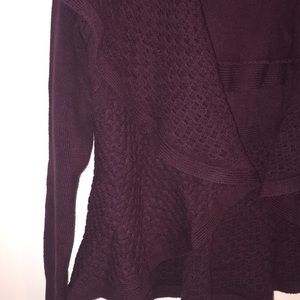 Bass Deep Purple Maroon Open Front Cardigan